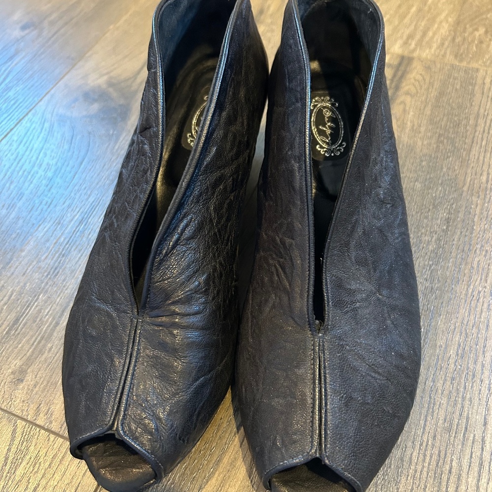 Salpy Butter Soft Black Open Toe Booties - image 1